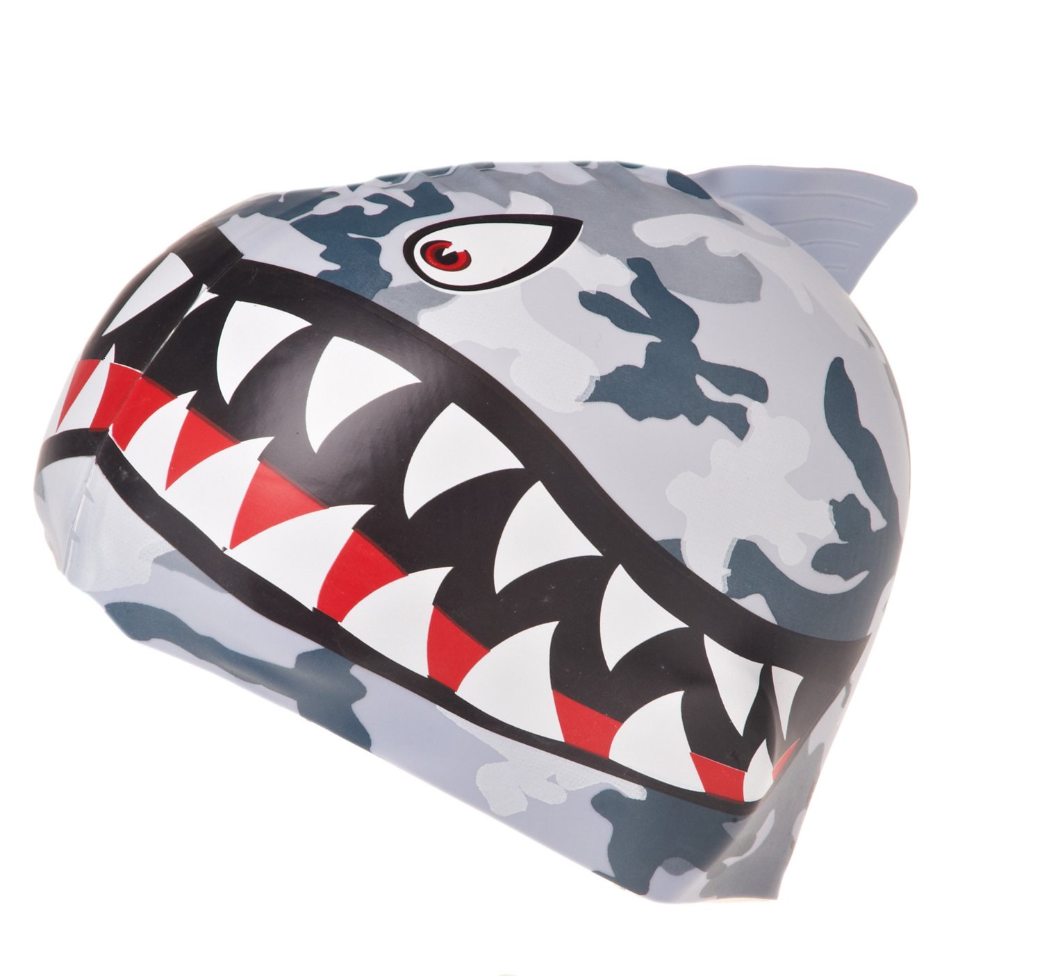 TYR Youth Shark Fin Camo Silicone Swim Cap