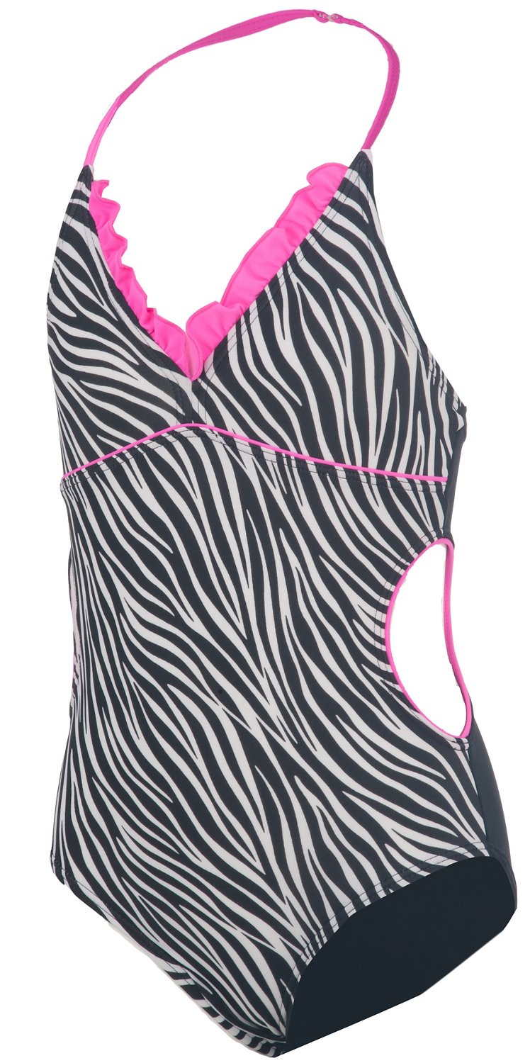 O'rageous® Girls' Zebra Chiquita Ruffle Monokini