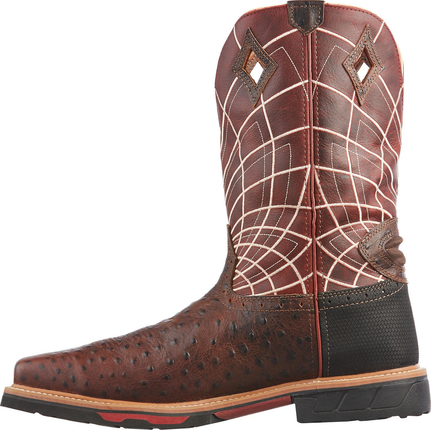 justin men's derrickman ostrich print composite toe work boots