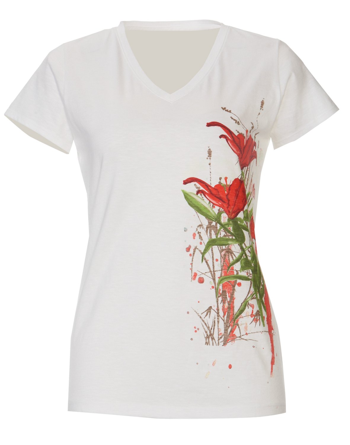 Magellan Outdoors Women's Flower Splatter V-neck T-shirt
