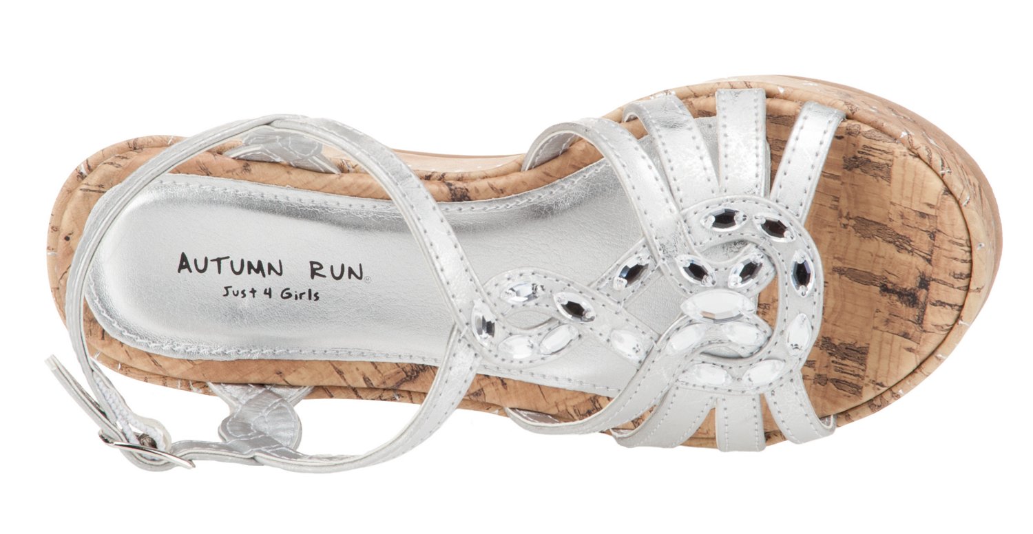 Autumn Run® Girls' Just For Girls Rhinestone Wedge Sandals thumbnail