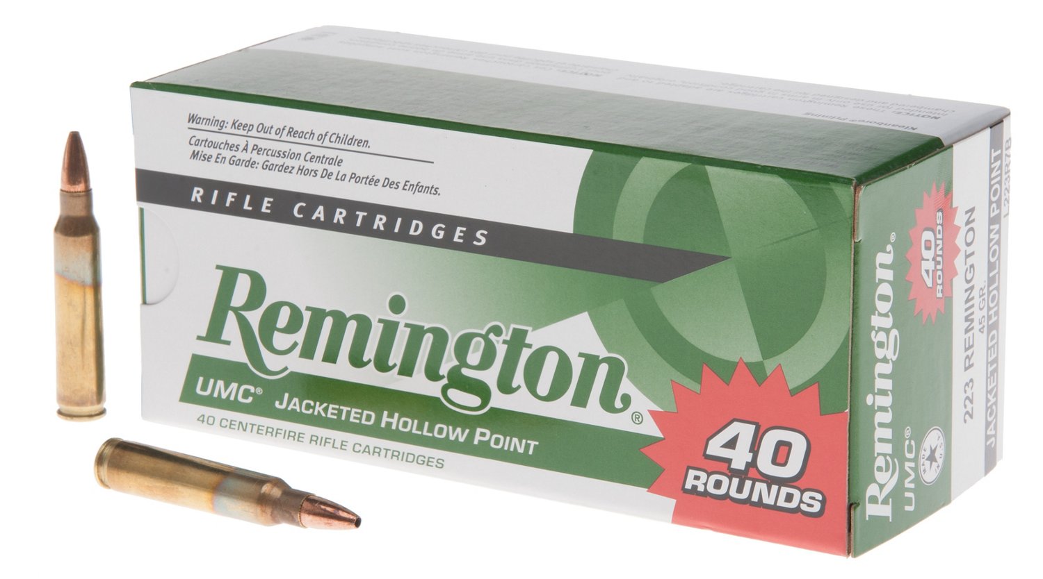 Remington JHP .223 Remington 45-Grain Centerfire Rifle Ammunition