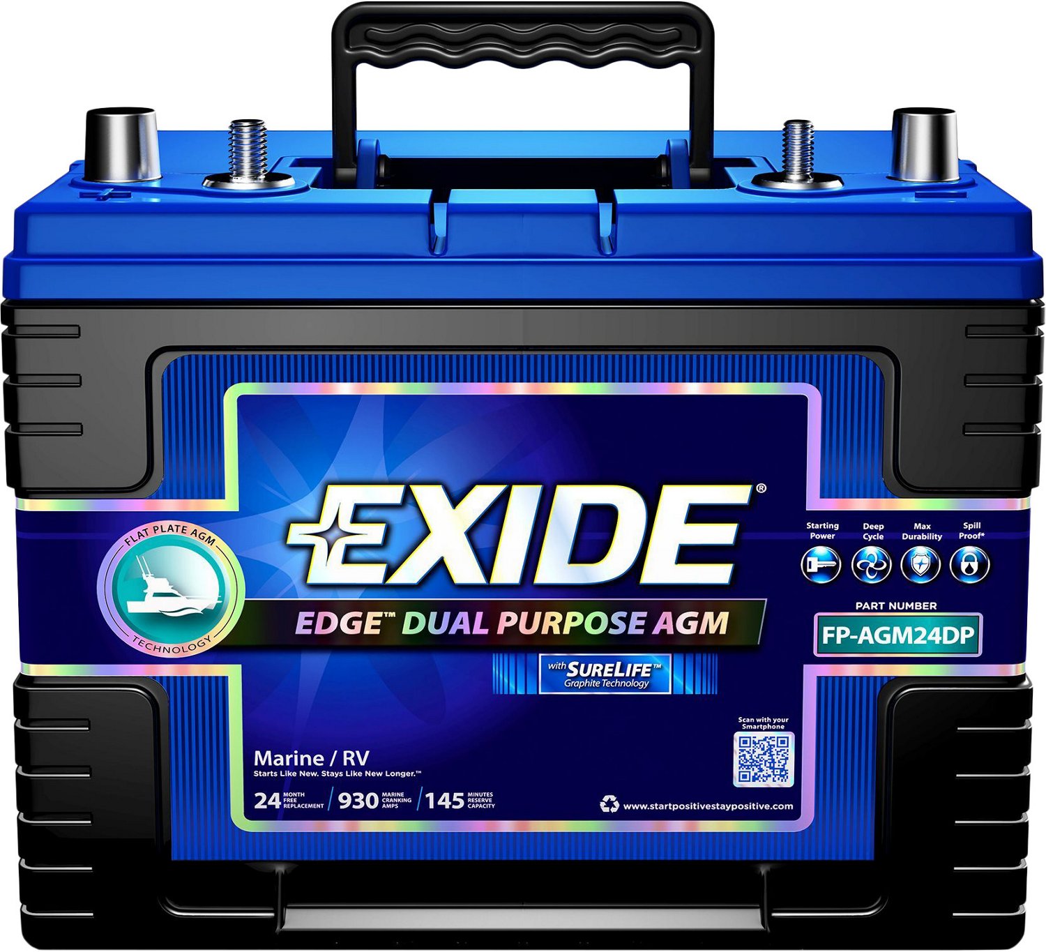 Exide Edge AGM Flat Plate Dual Purpose Marine Battery