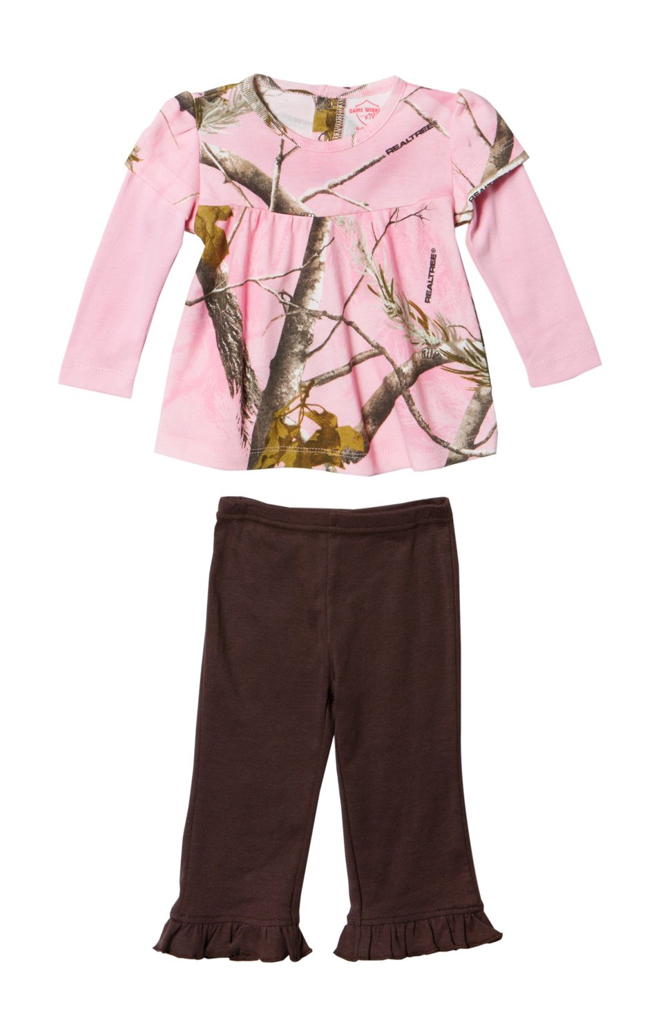 Game Winner® Infant Girls' Long Sleeve Baby Doll Mock T-shirt and Ruffle Pant Set thumbnail