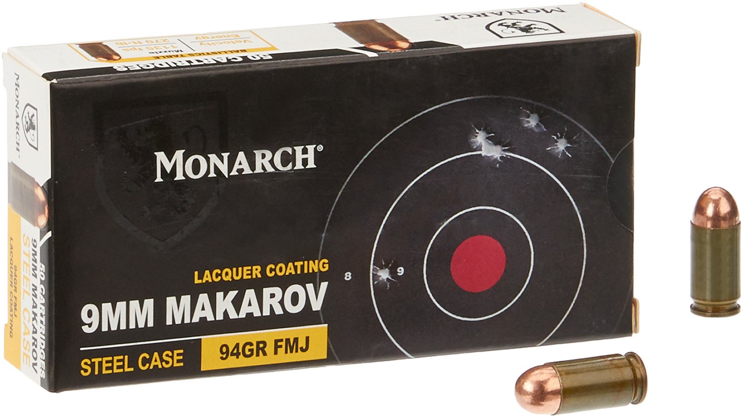 Monarch™ FMJ 9 x 18 mm Makarov 94-Grain Pistol Ammunition