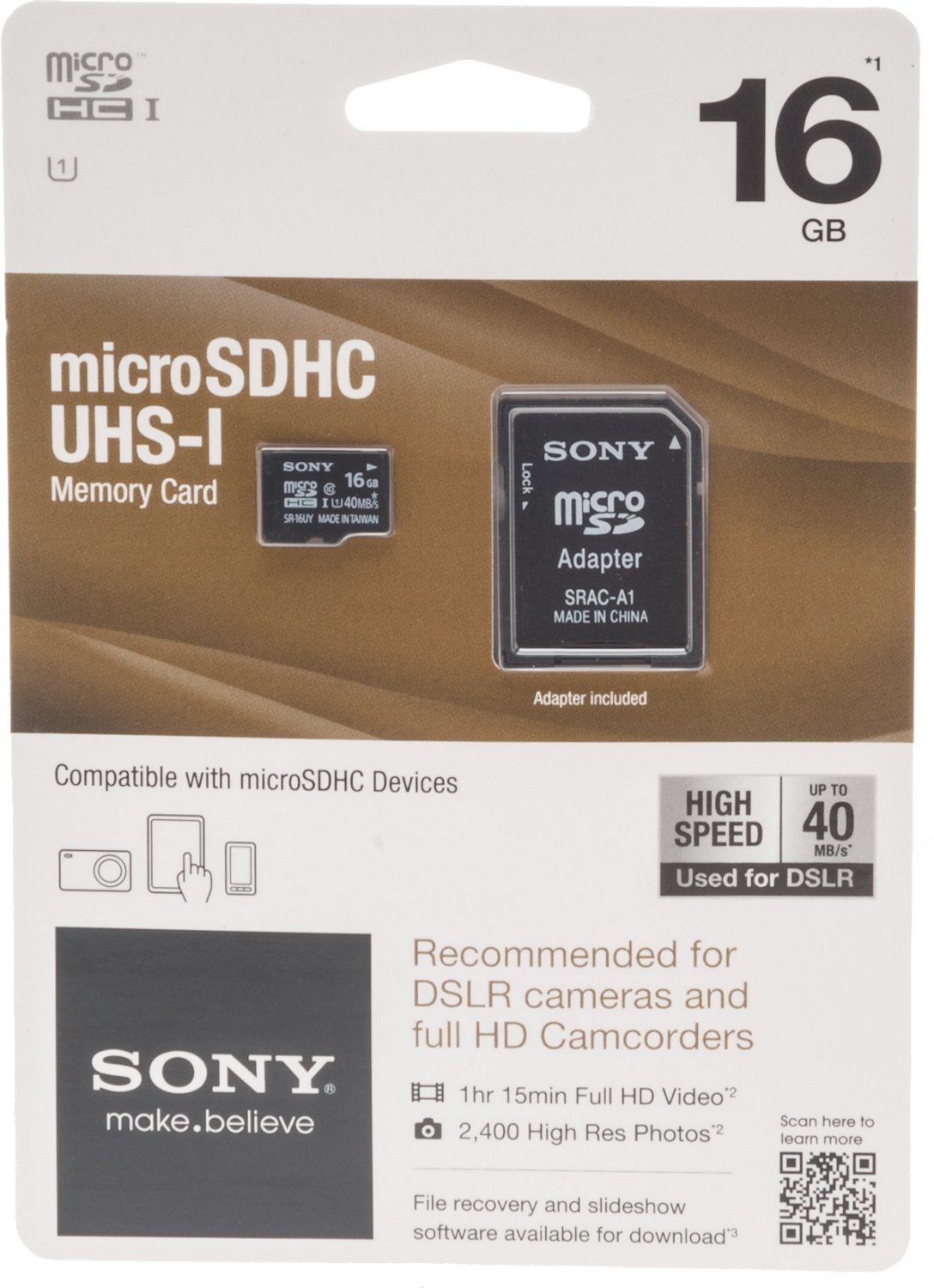 Sony 16 GB microSDHC CL10/UHS-1 High-Speed Memory Card