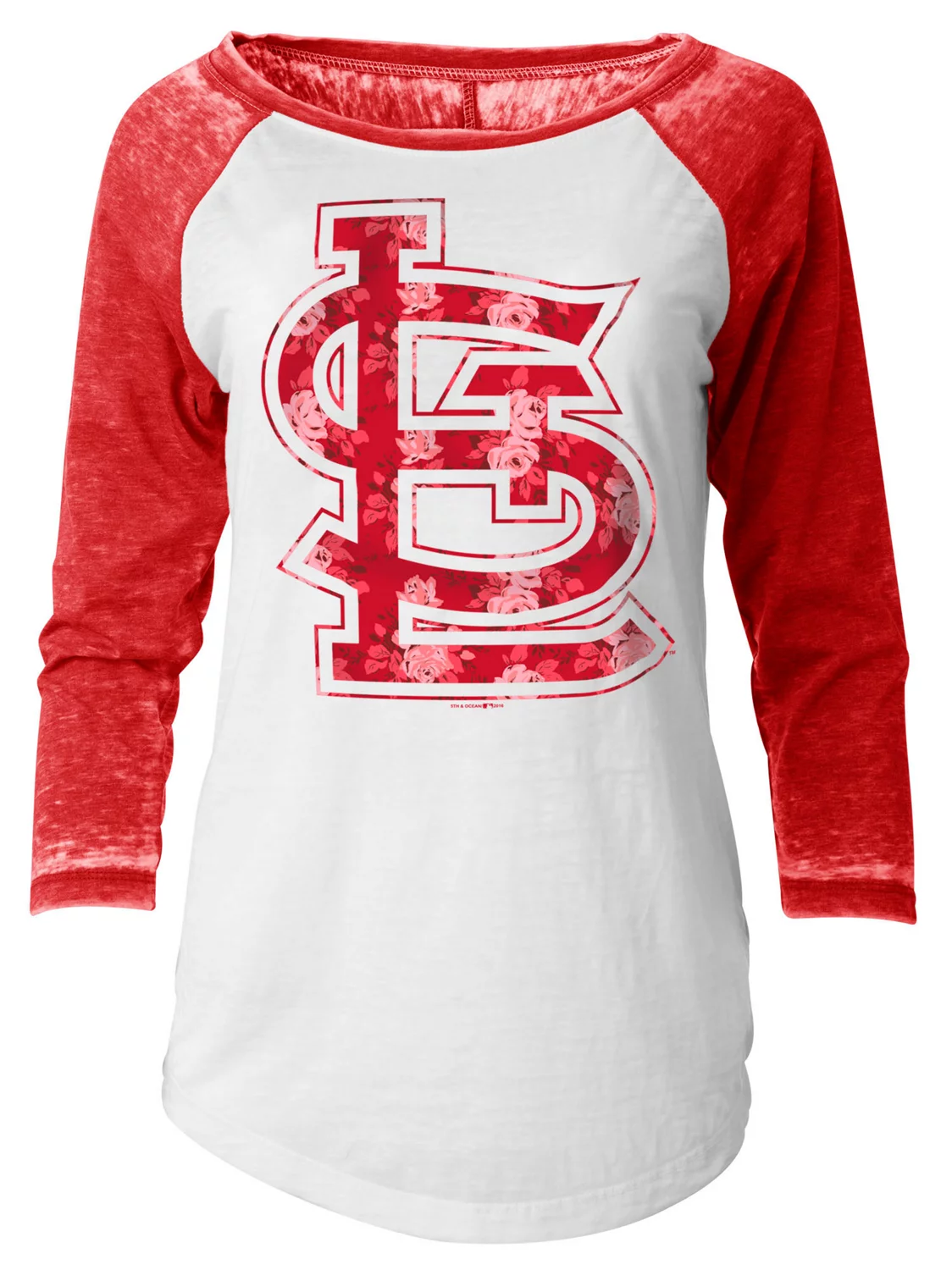 5th & Ocean Clothing Juniors&#39; St. Louis Cardinals Floral Raglan T-shirt | Academy