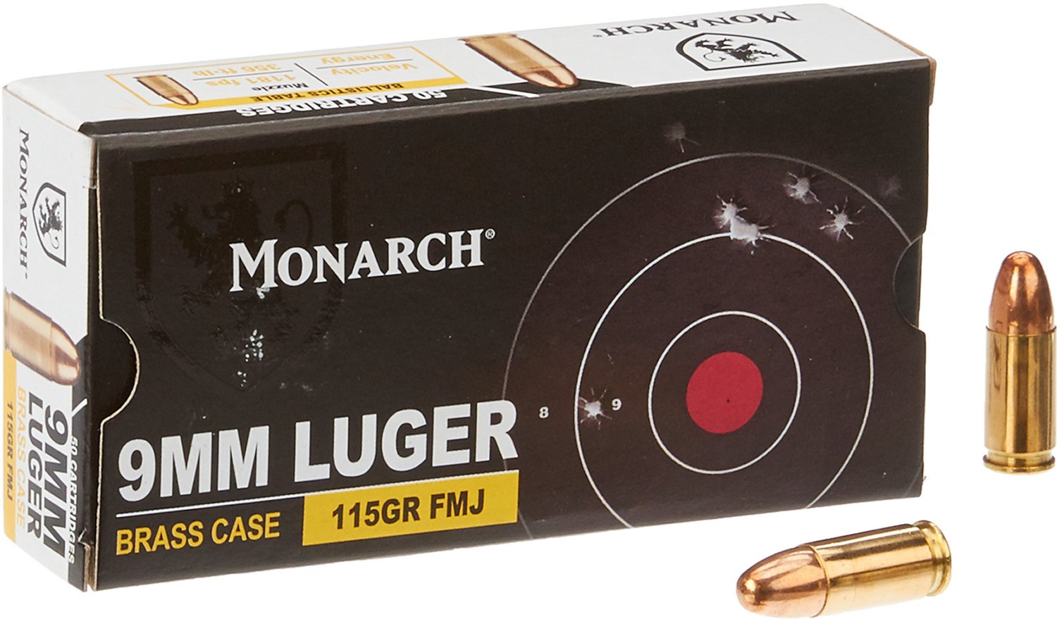 Monarch™ FMJ 9 mm Luger 115-Grain Pistol Ammunition
