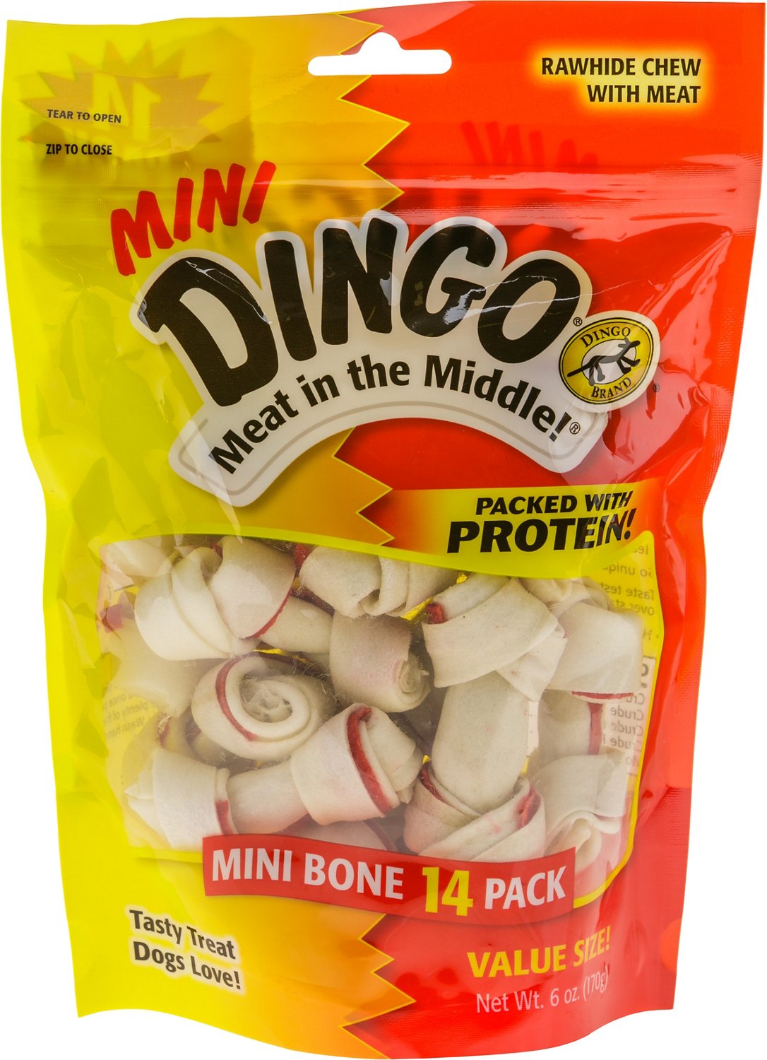 Dingo Meat In the Middle Mini Dog Bones 14-Pack