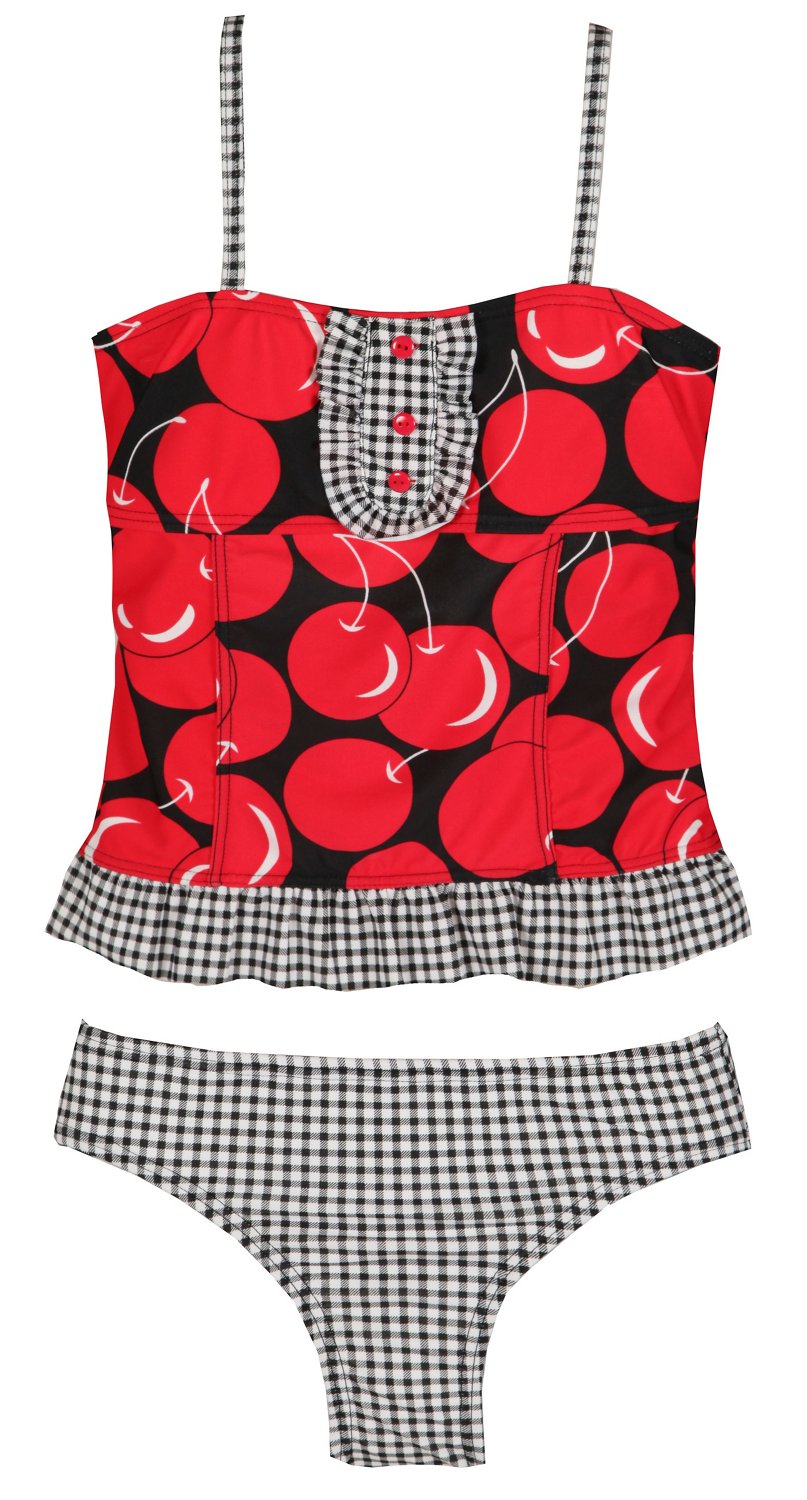 O'rageous® Girls' Cherry Pie Ruffle Corsetkini