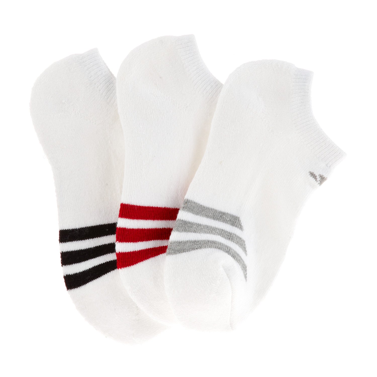 adidas Youth Striped No Show Socks 3-Pack thumbnail