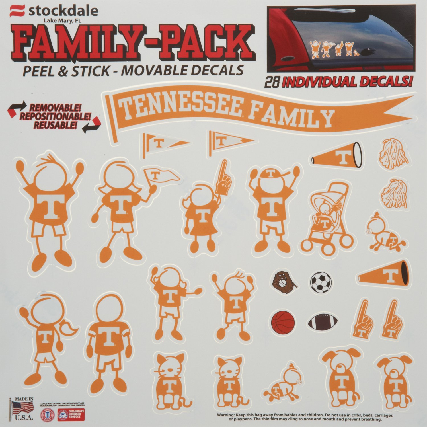 Stockdale NCAA Family Pack Peel and Stick Movable Decals 28-Pack