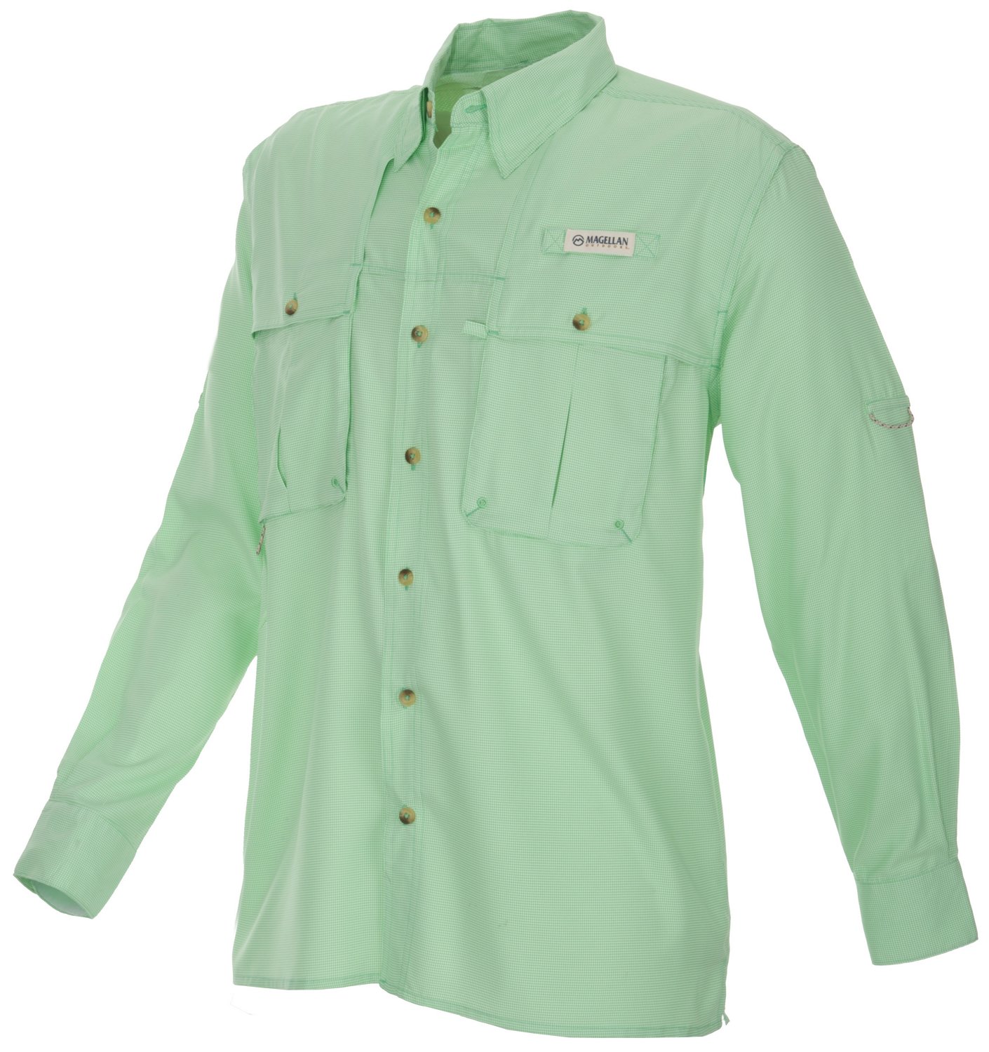 Magellan Outdoors Men's Arkansas Pass Mini Check Long Sleeve Fishing Shirt