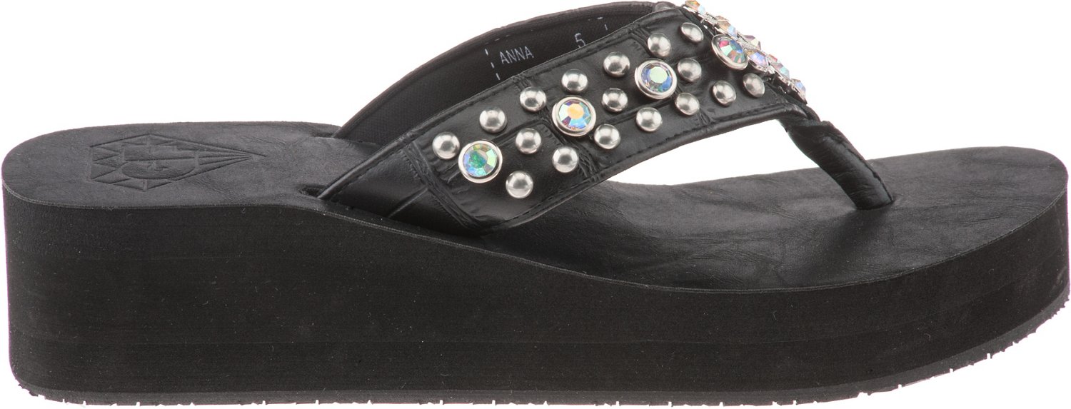 Gotta Flurt Women's Diamond Collection Mid-High Thong Wedge Sandals