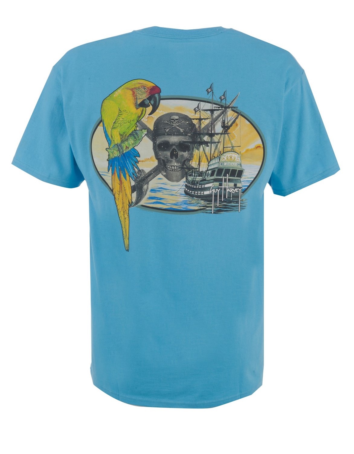 Guy Harvey Men's Polly Wanna Pirate Short Sleeve Pocket T-shirt