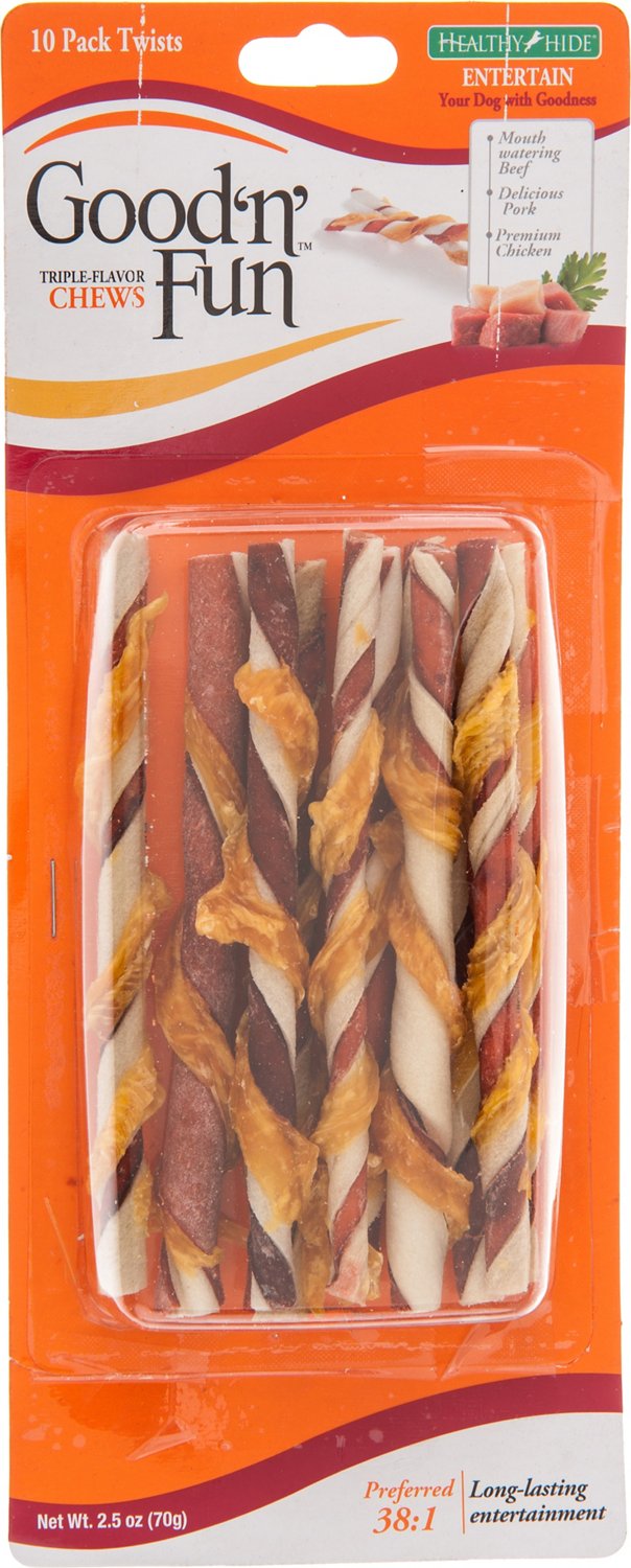 Healthy Hide Pork, Beef and Chicken Twists Flavor Chews 10-Pack
