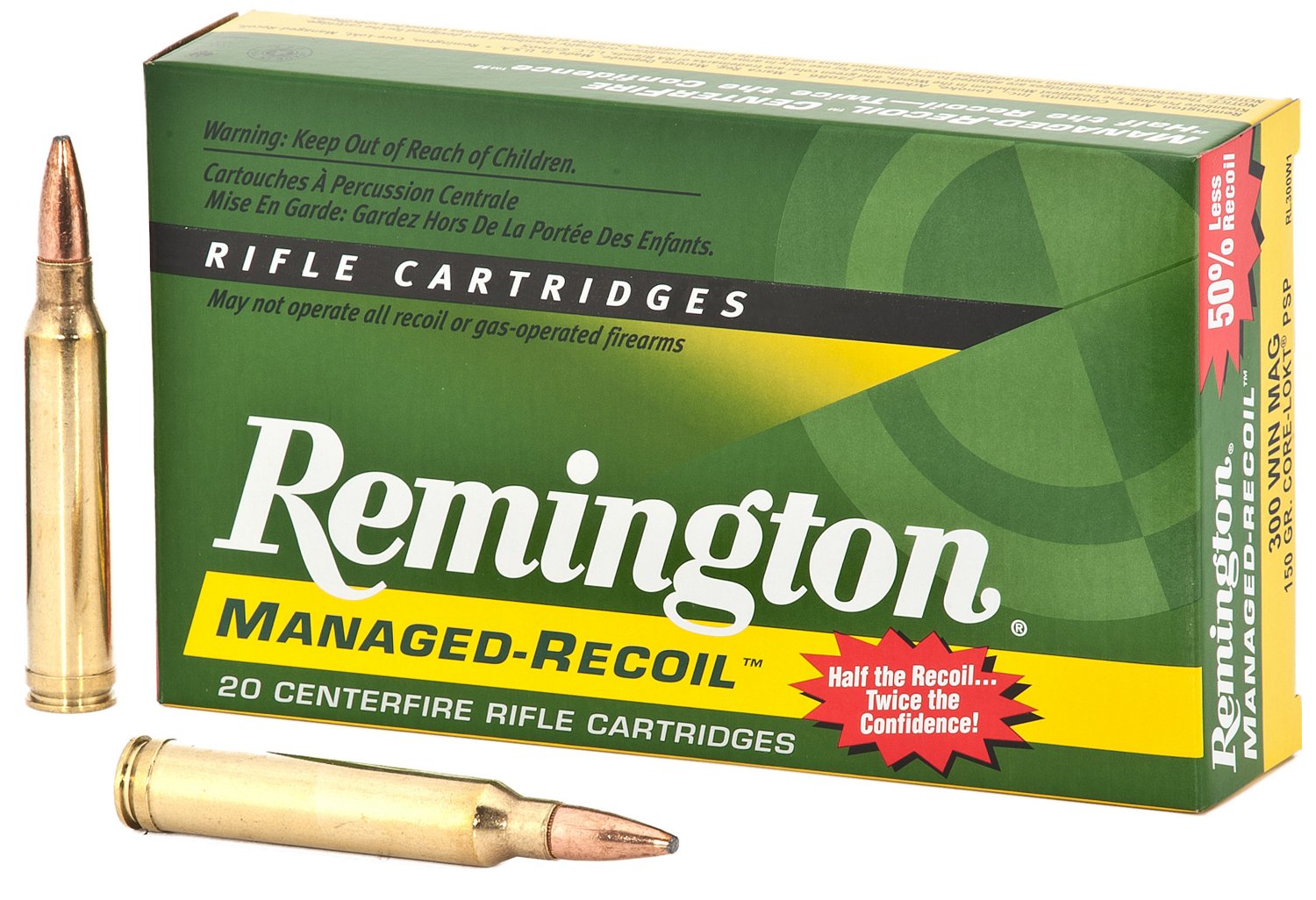 Remington Managed-Recoil® 300 Win Mag 150-Grain Core-Lokt Pointed Soft Point Centerfire Rifle Ammunition