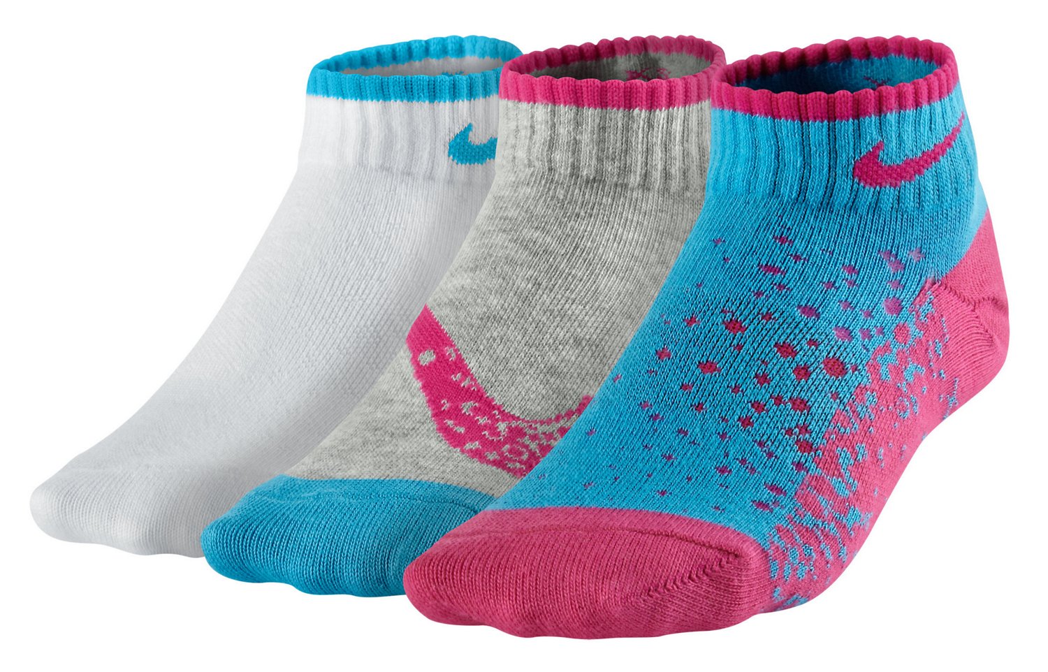 Nike Girls' Low-Cut Graphic Cotton Socks 3-Pack