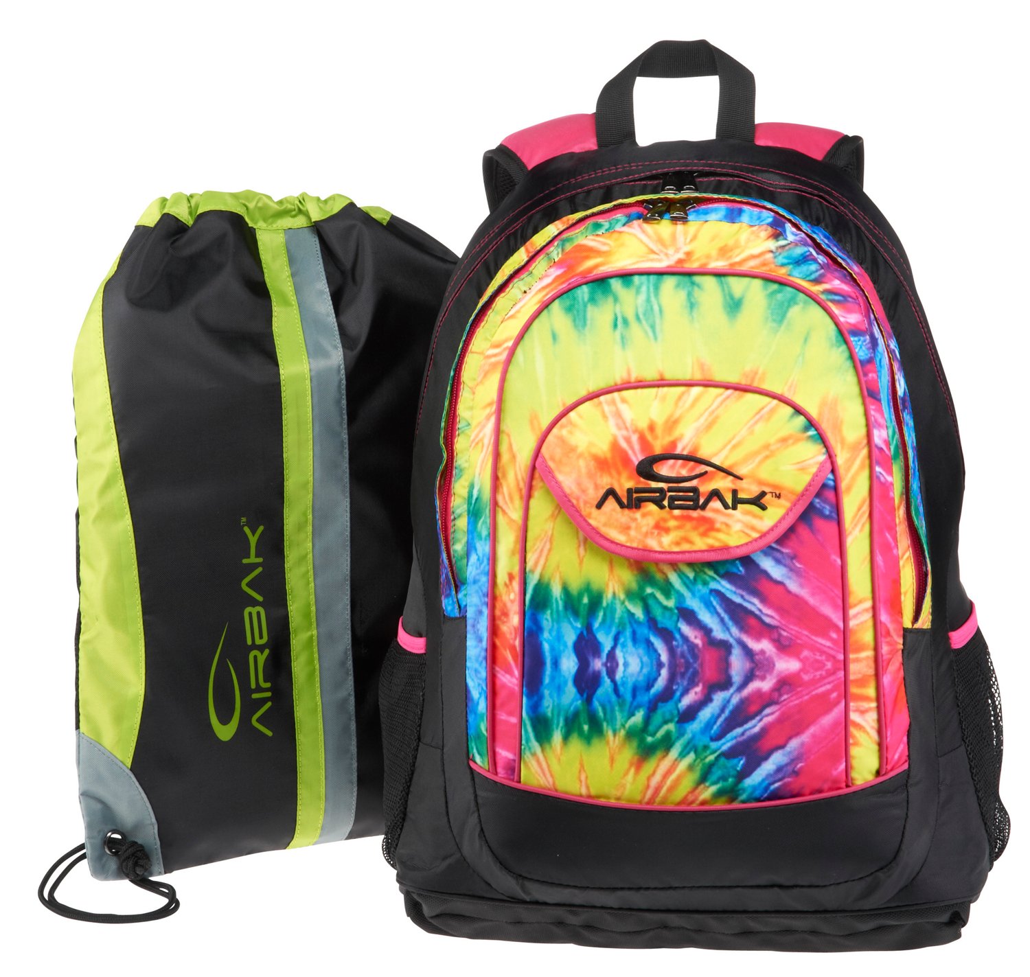 Airbak Groovy Rainbow Tie-Dye Backpack with  Sackpack