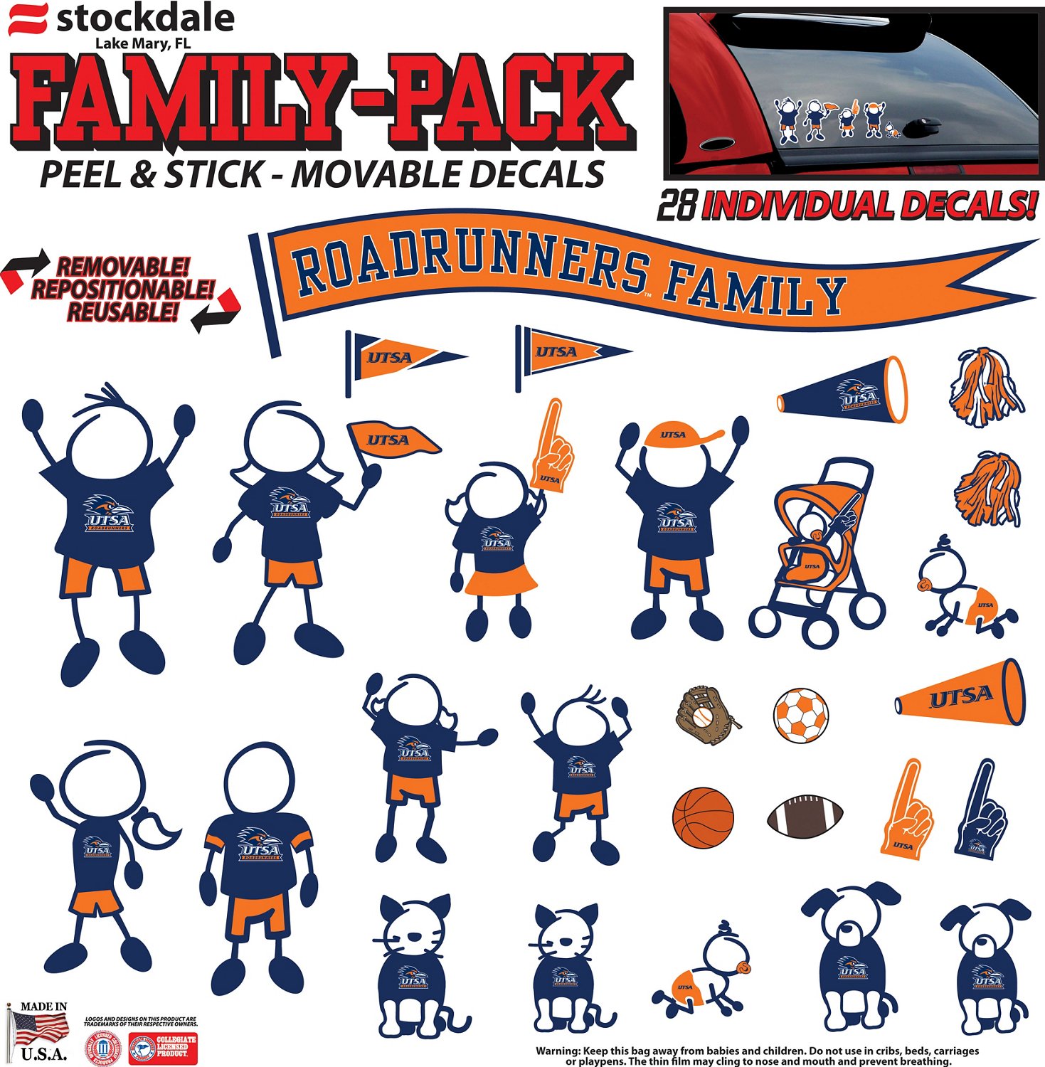 Stockdale NCAA Family Pack Peel and Stick Movable Decals 28-Pack