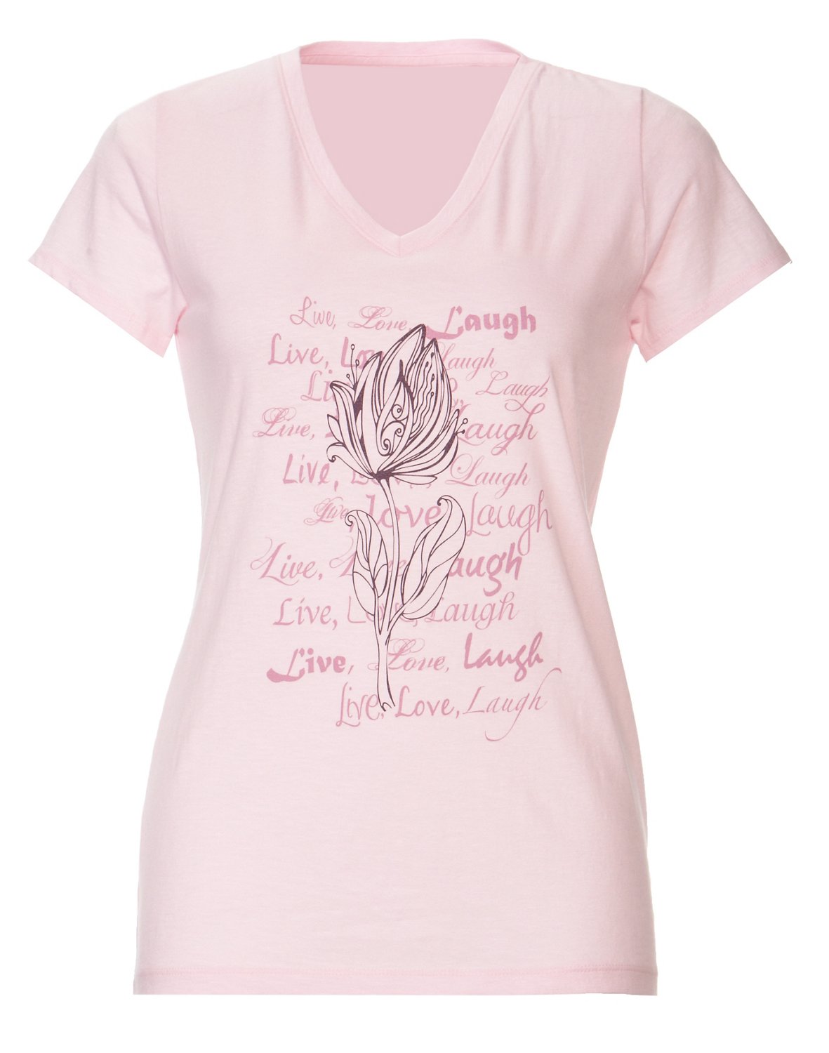 Magellan Outdoors Women's Live, Love, Flower Slub V-neck T-shirt thumbnail