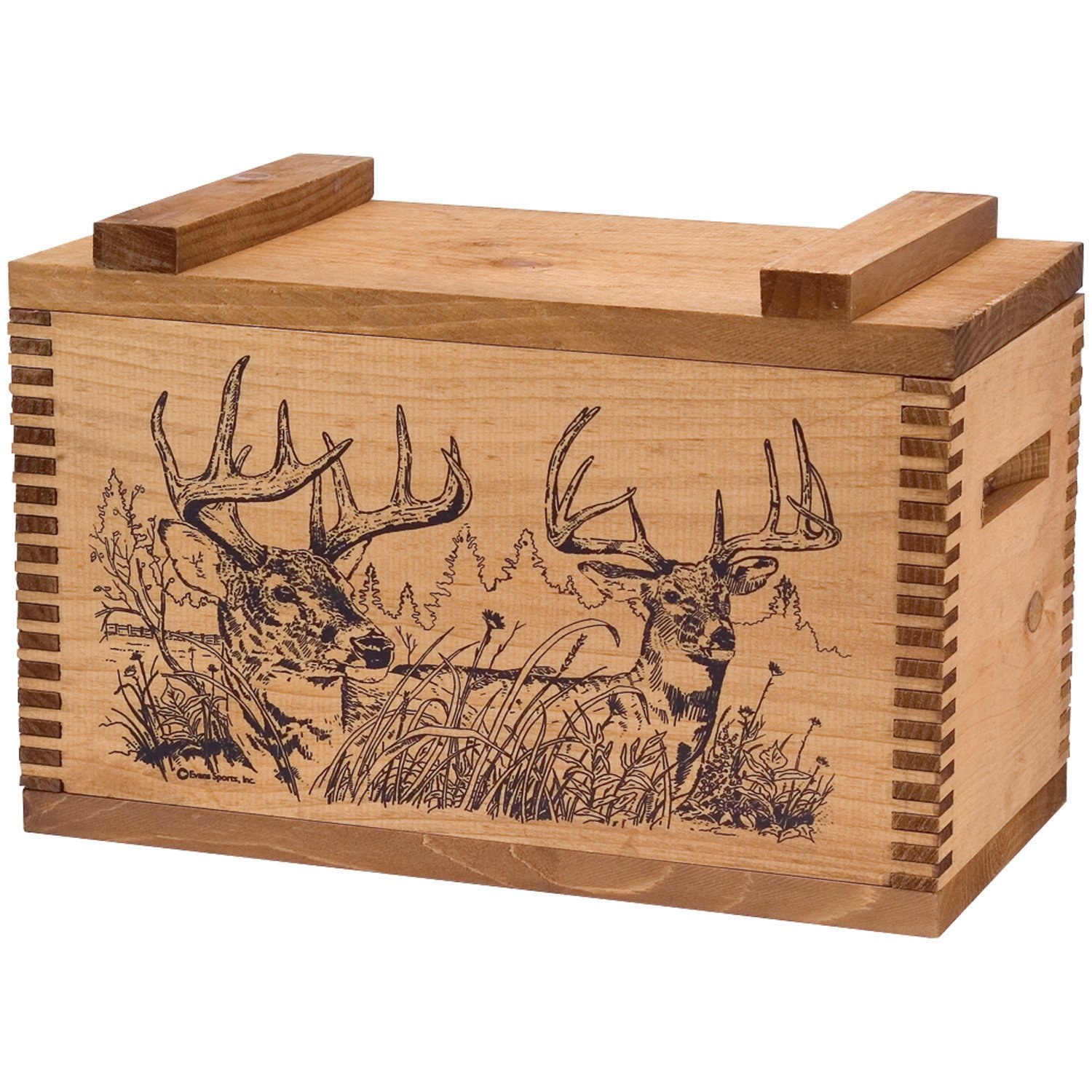 Evans Sports White-Tailed Deer Wooden Ammo/Accessory Box