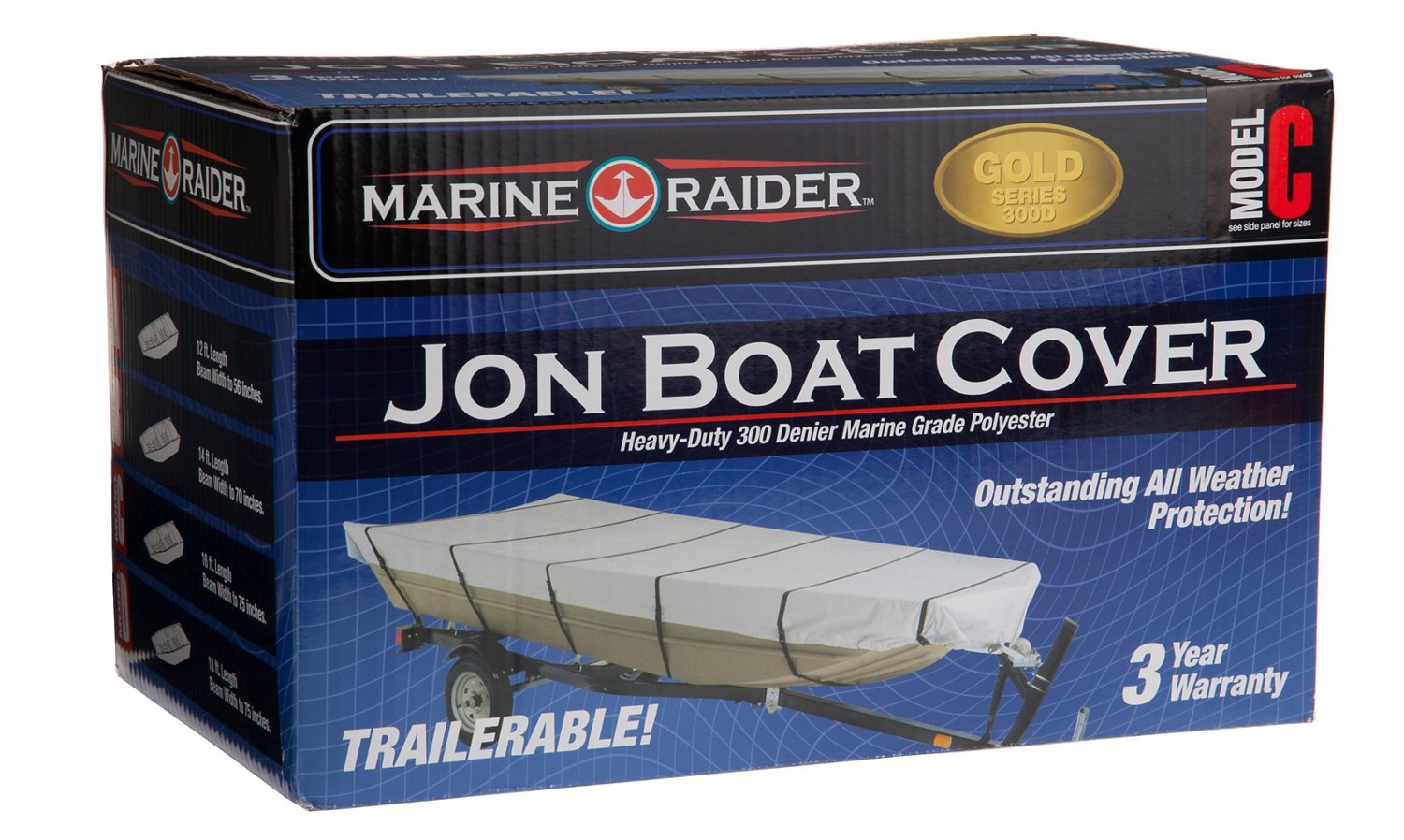 Marine Raider Model C 300-Denier Jon Boat Cover