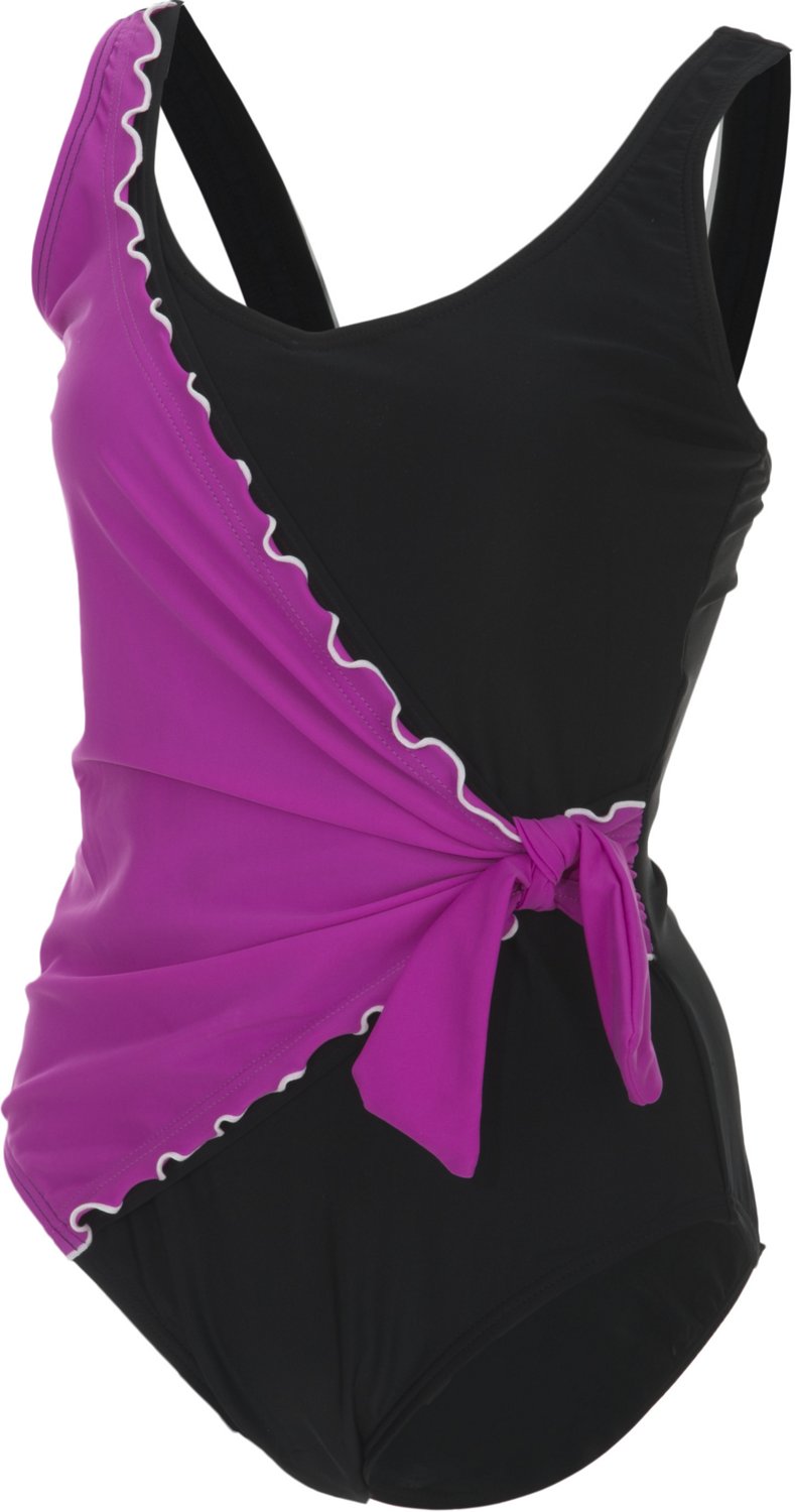 Sweet Escape Women's Ruffle Party Merrow Surplice 1-Piece Swimsuit