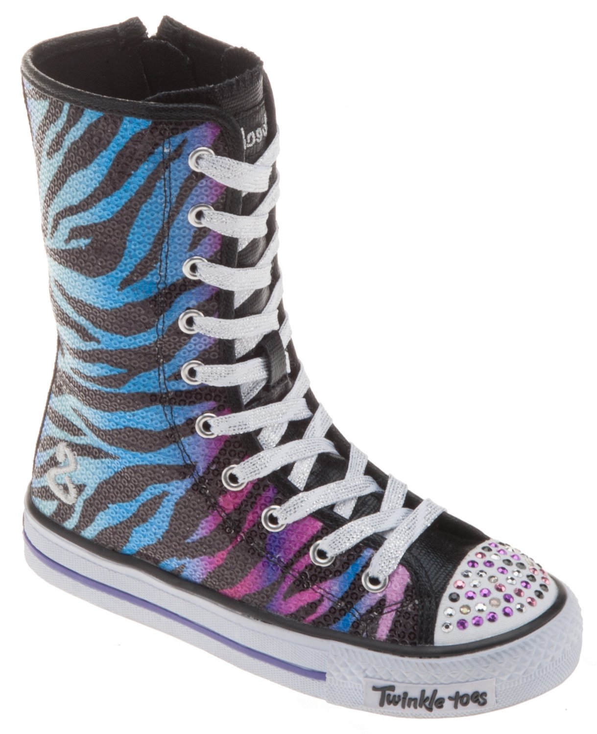SKECHERS Girls' Twinkle Toes Lighted Sequin High Top Athletic Lifestyle Shoes thumbnail
