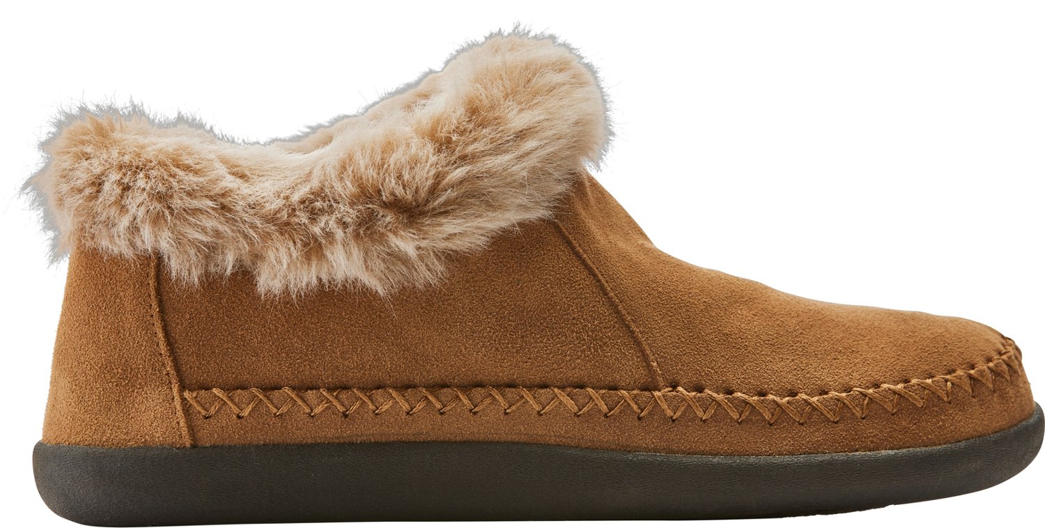 magellan outdoors women's fur collar slipper booties