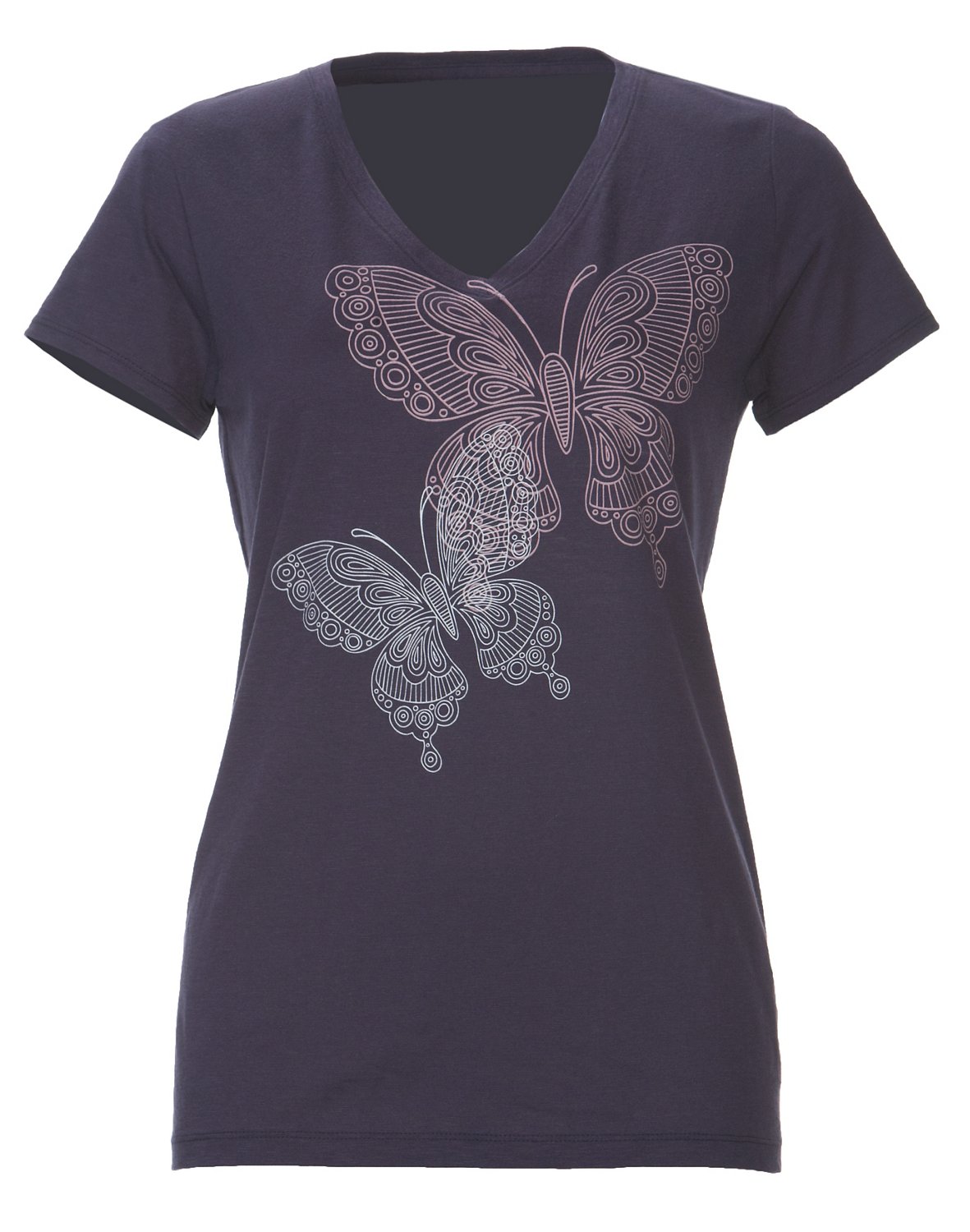Magellan Outdoors Women's Paisley Butterfly Slub V-neck T-shirt
