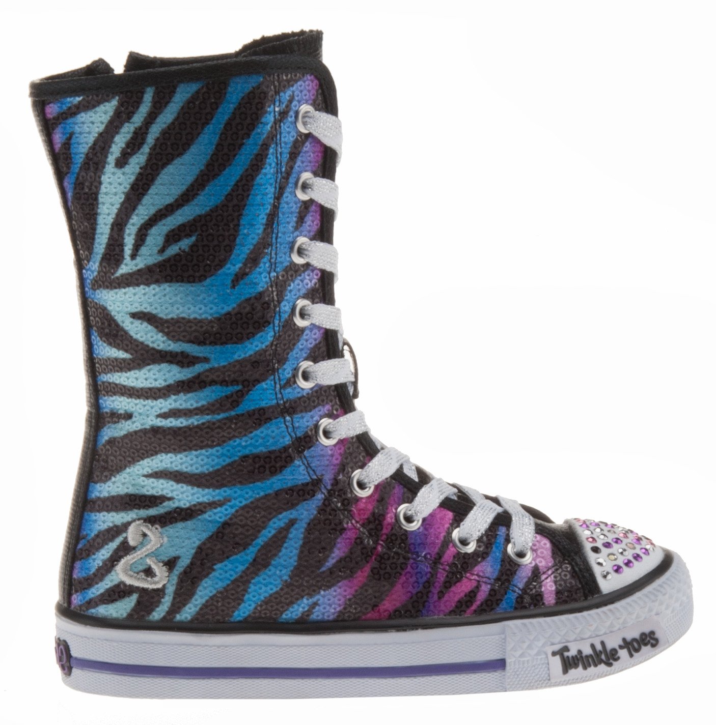 SKECHERS Girls' Twinkle Toes Lighted Sequin High Top Athletic Lifestyle Shoes