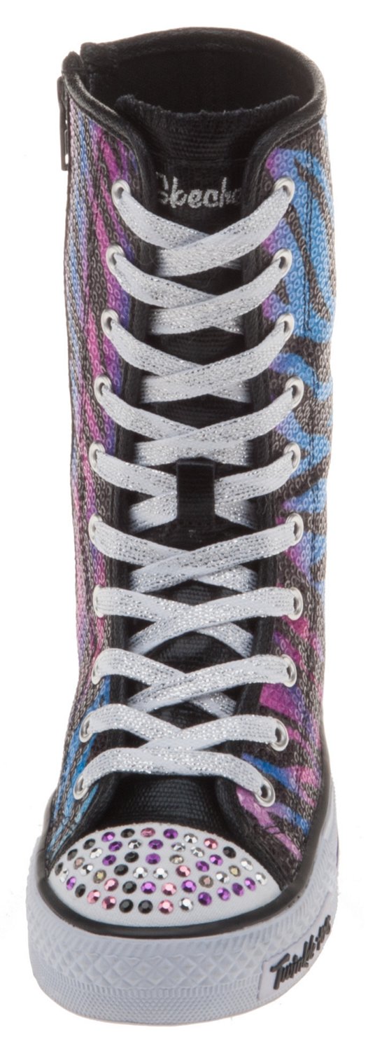 SKECHERS Girls' Twinkle Toes Lighted Sequin High Top Athletic Lifestyle Shoes thumbnail