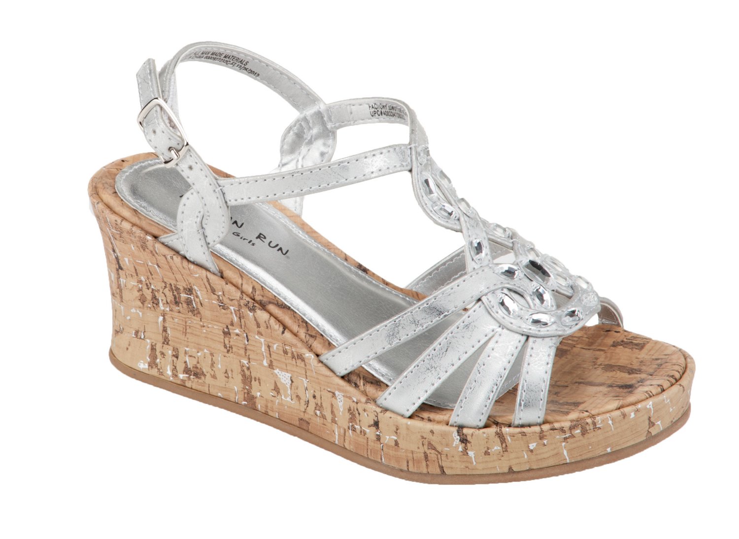 Autumn Run® Girls' Just For Girls Rhinestone Wedge Sandals thumbnail