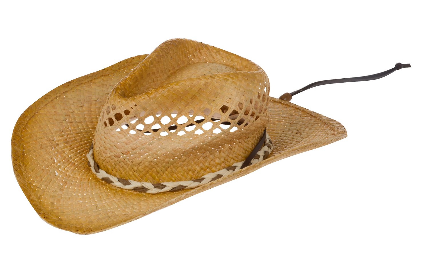 O'rageous® Men's Raffia Western Hat with Leather Chin Cord