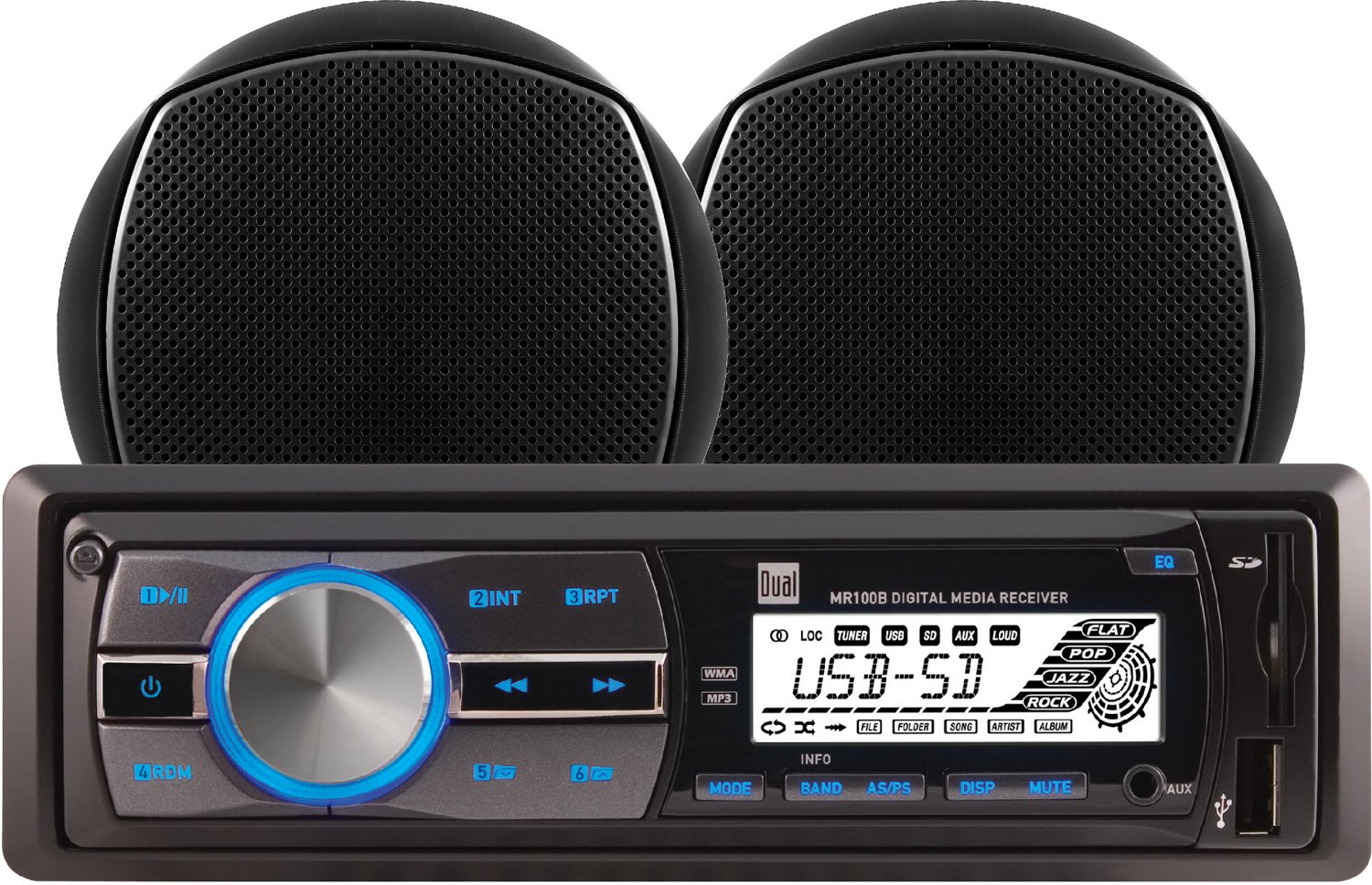 Dual MCP100B 240W Marine Mechless Receiver with Two 6-1/2