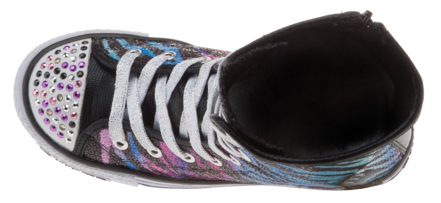 SKECHERS Girls' Twinkle Toes Lighted Sequin High Top Athletic Lifestyle Shoes thumbnail