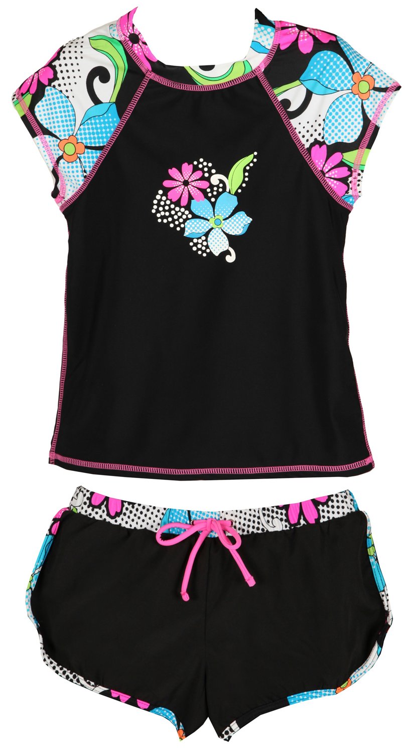 O'rageous® Girls' High Tech Daisy Rash Guard and Boardshort Set