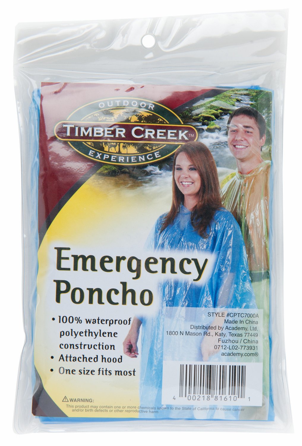 Timber Creek Adults' Disposable Emergency Poncho
