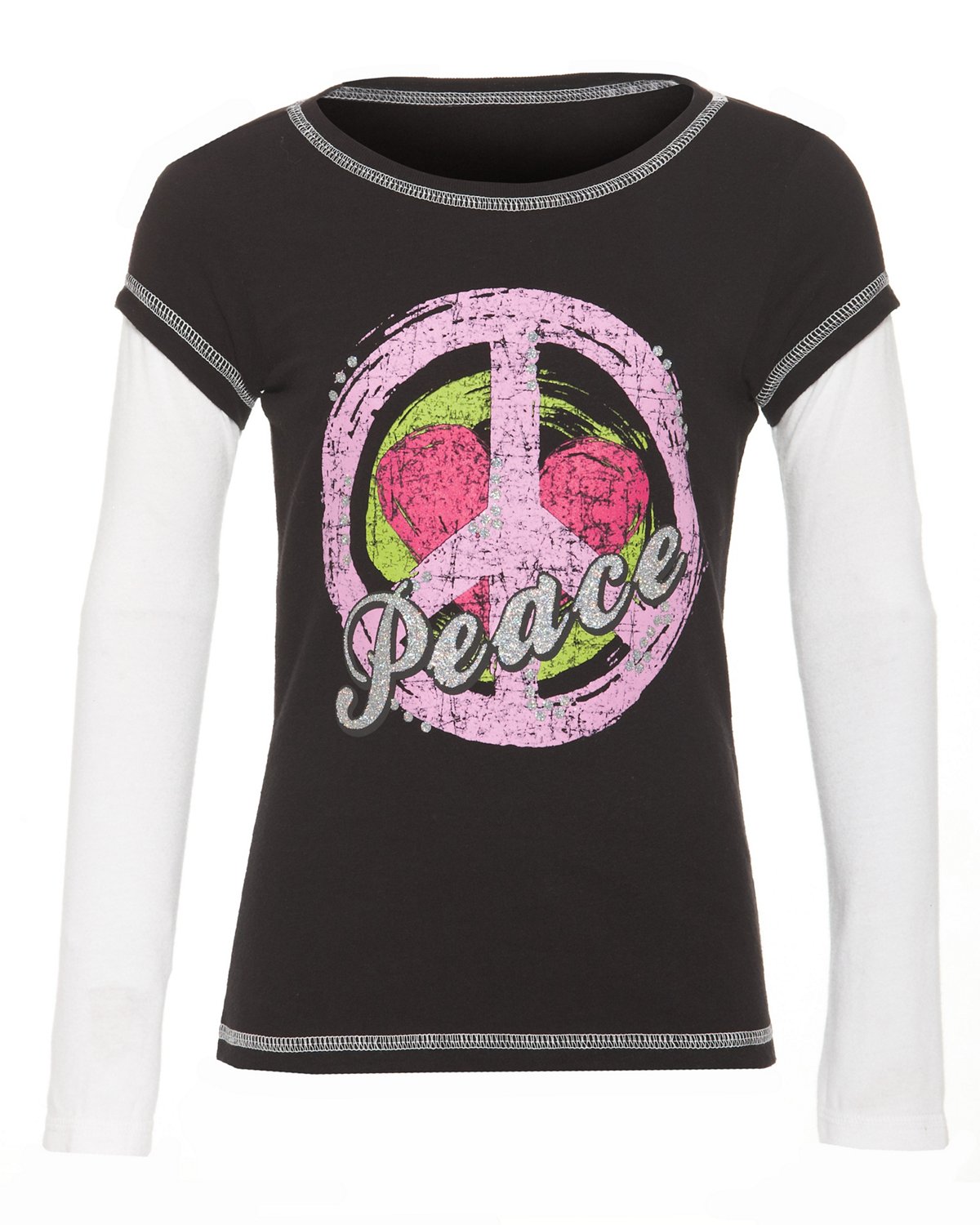BCG Girls' 2Fer Long Sleeve Graphic Top
