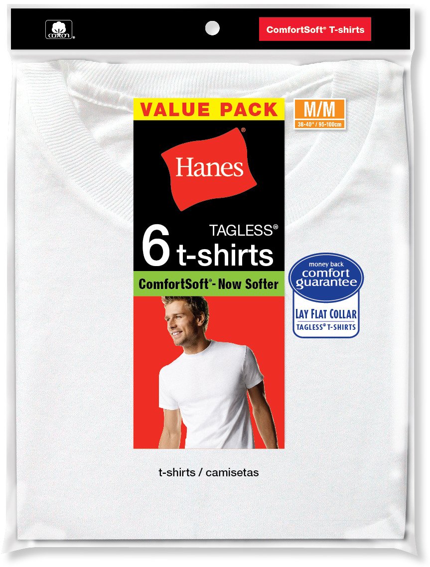 Hanes Men's Red Label Crew Undershirts 6-Pack