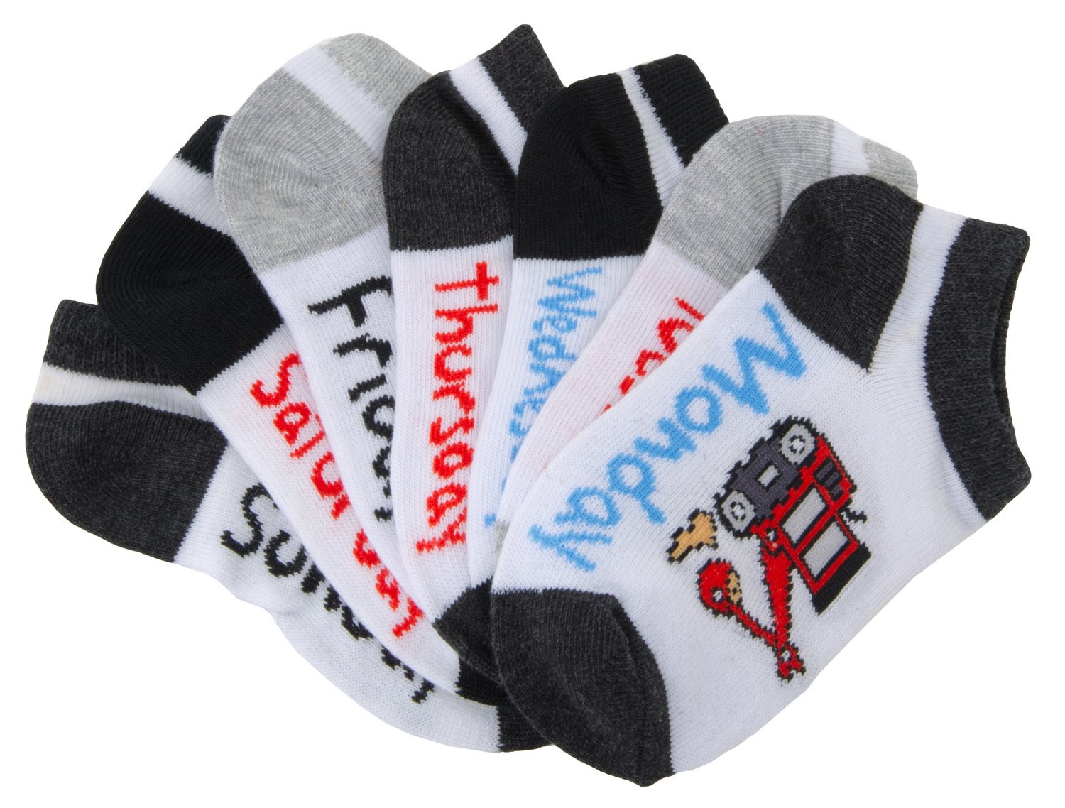 BCG Toddler Boys' Ultrathin No-Show Days of the Week Socks 7-Pack