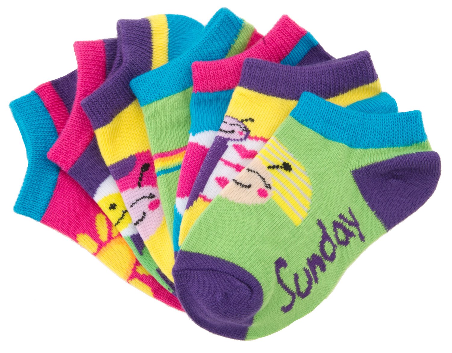 BCG Toddler Girls' Ultrathin No-Show Days of the Week Socks 7-Pack