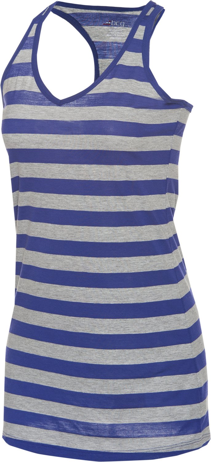 BCG Women's Heather Stripe Racerback V-neck Tank Top