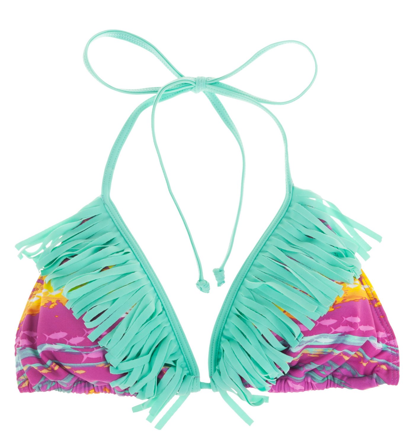 Guy Harvey Women's Triangle Bikini Top with Fringe