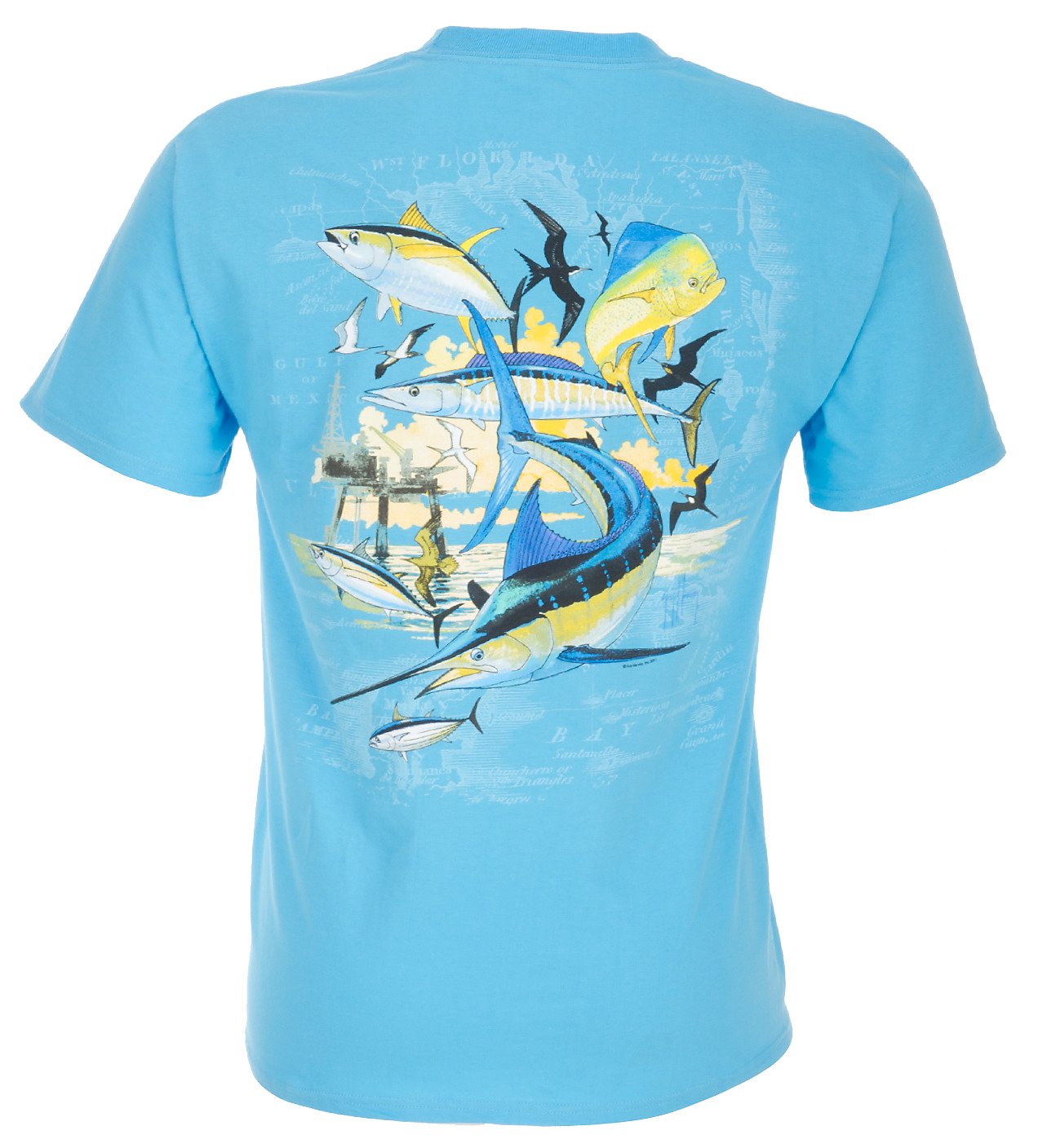 Guy Harvey Oil Rig Collage Men's T-shirt