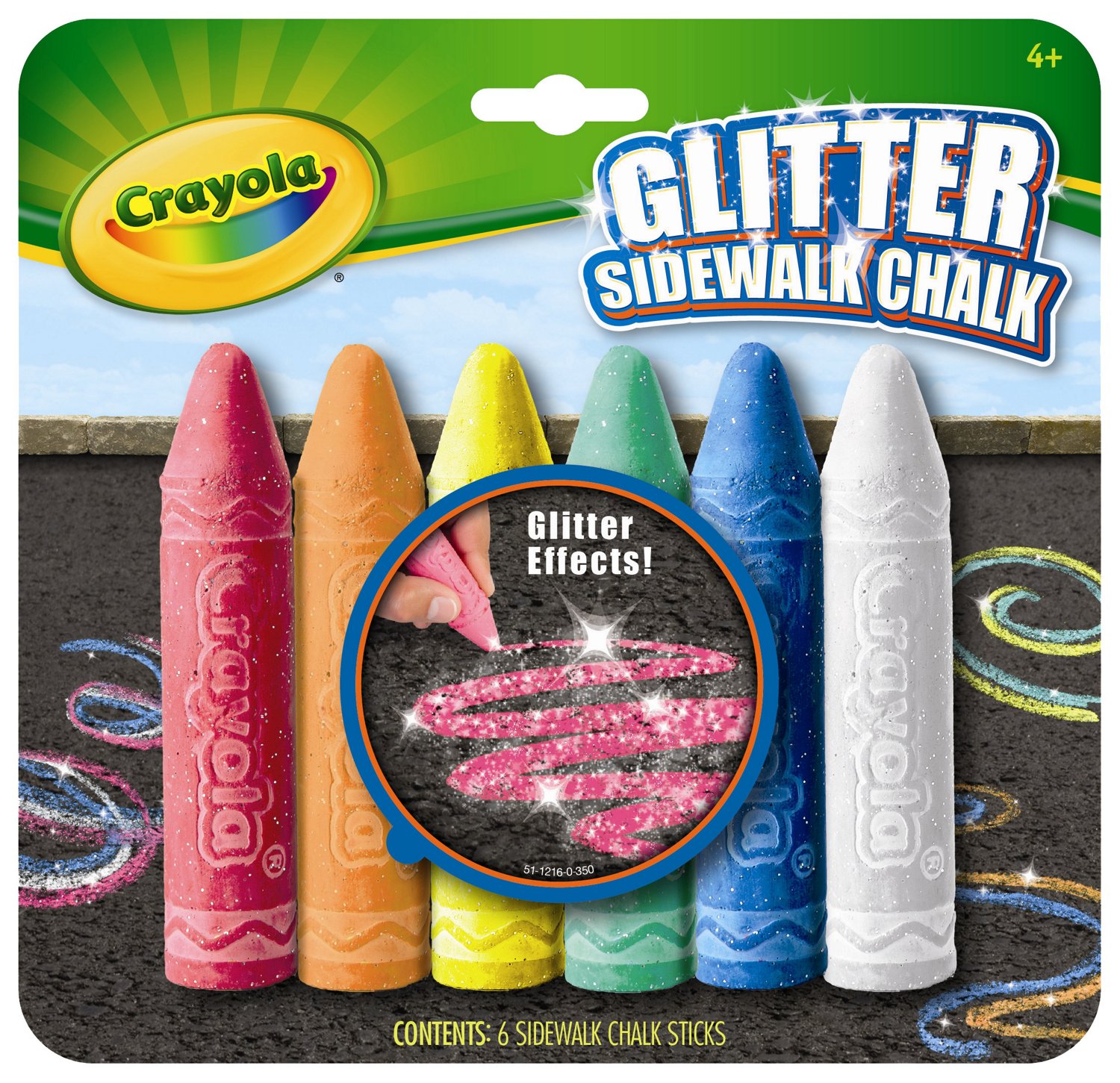 Crayola Glitter Sidewalk Chalk 6-Pack
