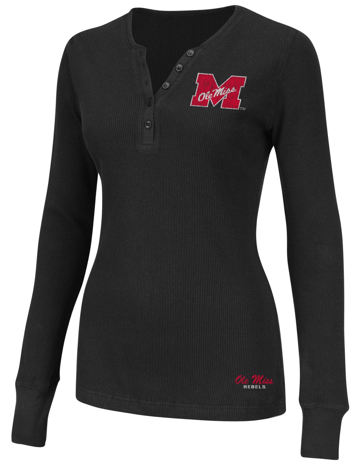 Colosseum Athletics Women's University of Mississippi Vintage Shadow Henley Long Sleeve T-shirt thumbnail