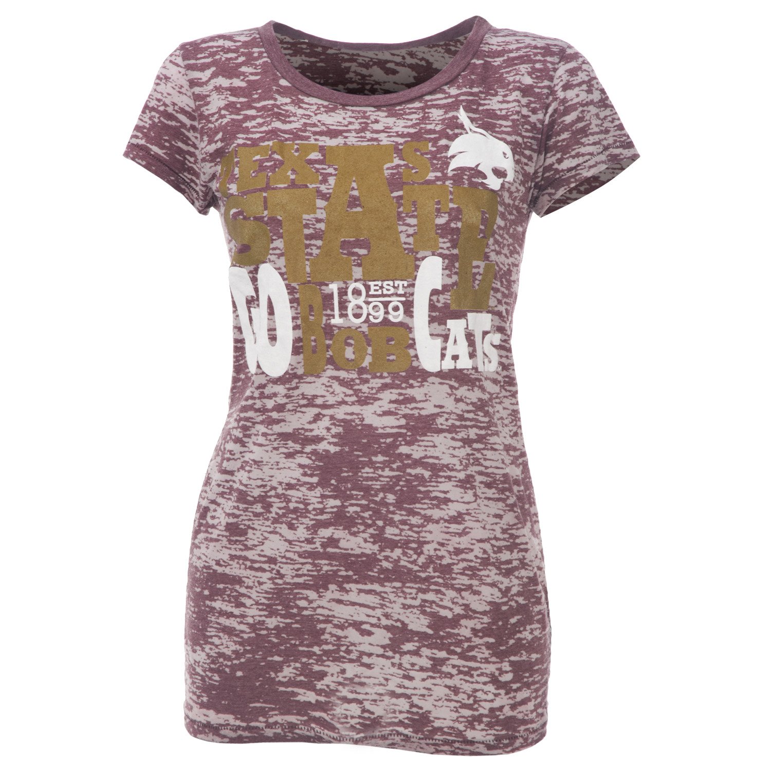 Step Ahead Women's Texas State University Dyed Burnout Scoop Neck T-shirt