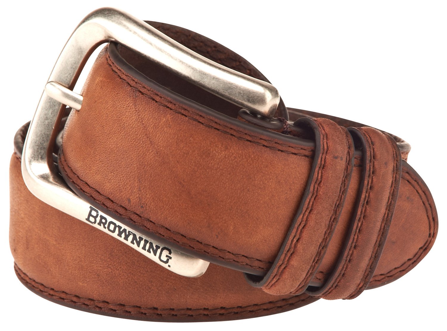 Browning Men's Burnished Stitched Leather Belt